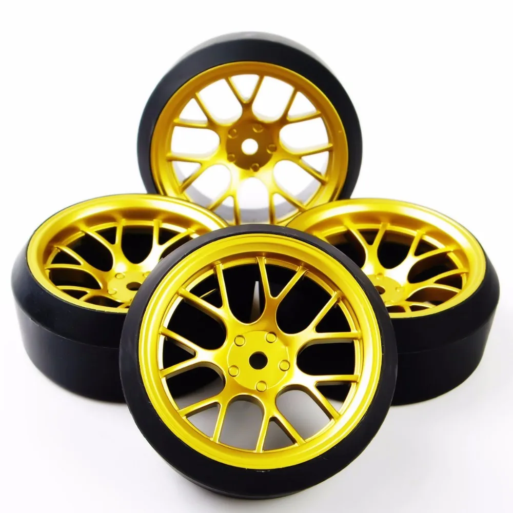 DHG+PP0370 4Pcs/Set 1/10 Scale  Drift Tires and Wheel Rim with 12mm Hex fit On-Road Car Model Accessory