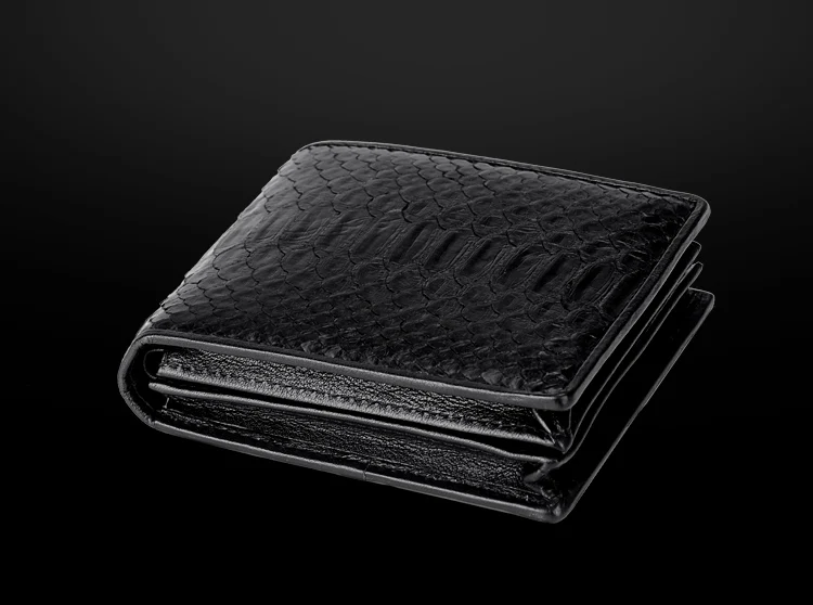 100% real genuine Authentic Snake Skin Men's Bifold Python Snake Wallet credit card money cash holder and case black free ship