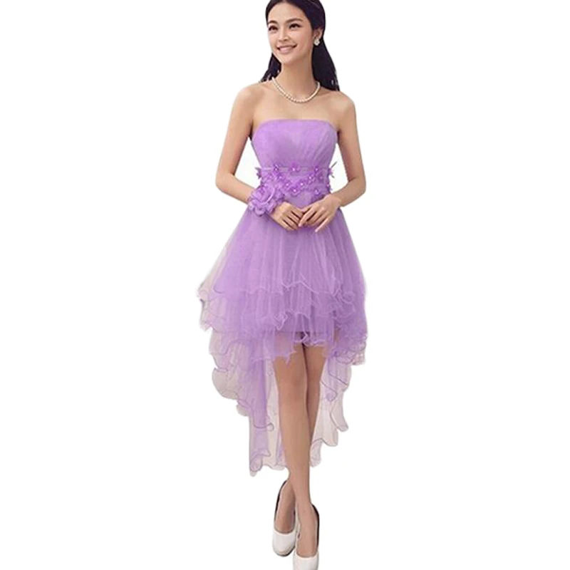 Purple Bridesmaid Dresses 2016 Fashion Halter Neck Ball Gown Sexy Strapless Bow Slim Chiffon Vestido De Festa De Casamento  BV51