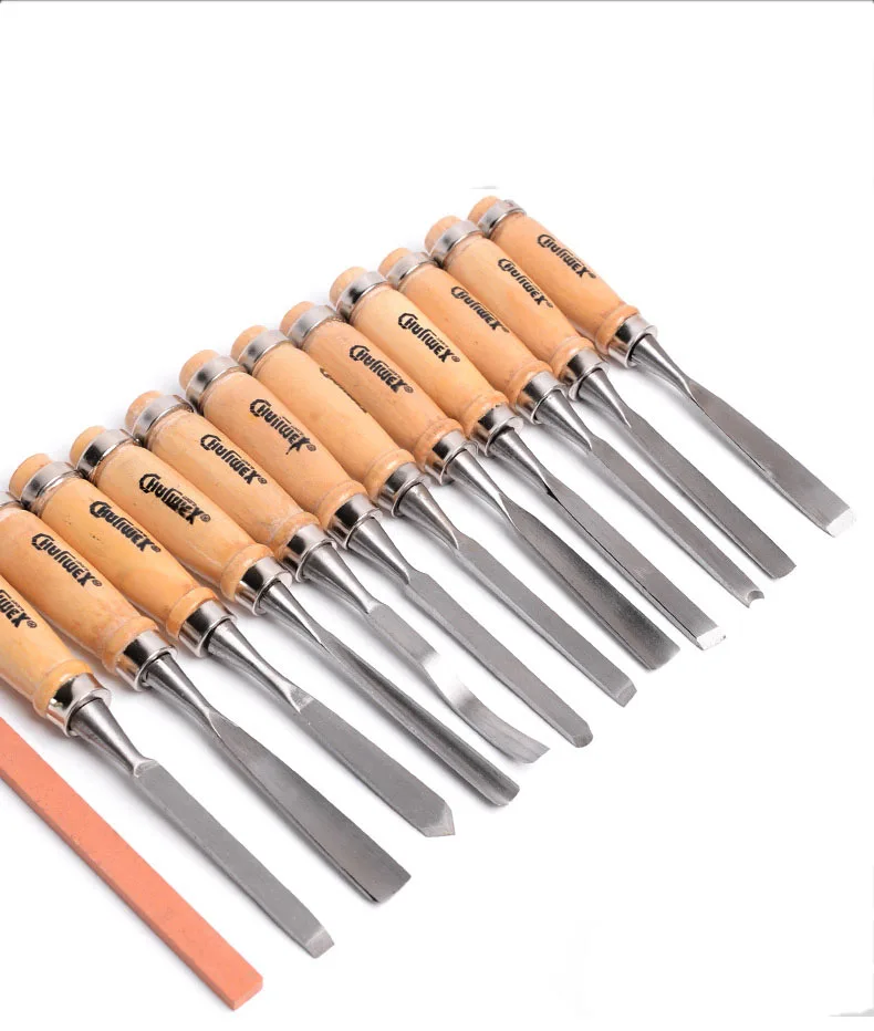 12pcs/Set  Woodworking  Wood Carving Chisel Gouge Set Hand Chisel Carpenter Knife Tools