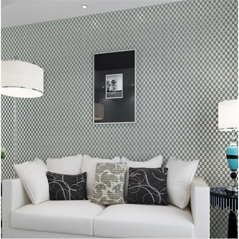 wellyu  3D three - dimensional non - woven wallpaper elegant Ya Square grid wallpaper living room background wallpaper