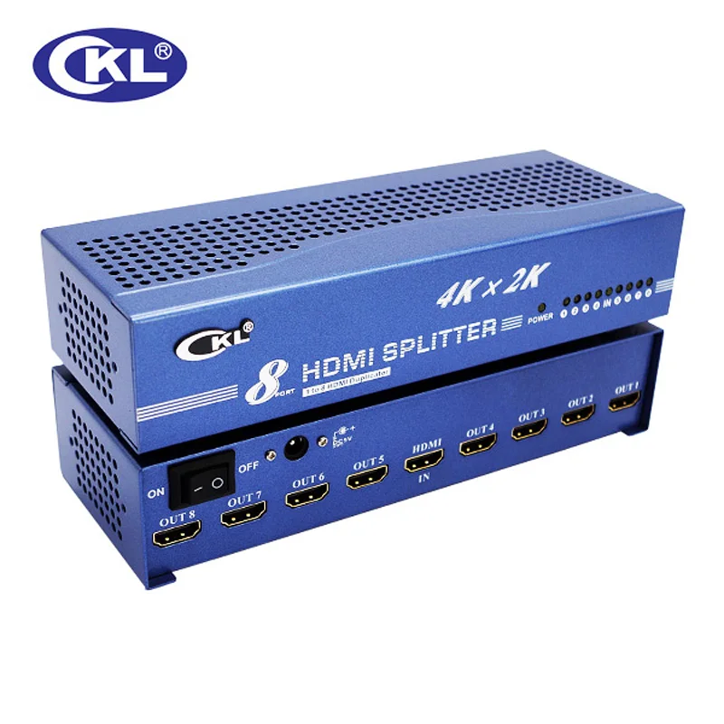 CKL 4K x 2K 3D 8 ميناء HDMI الفاصل 1 في 8 من 1x8 HDTV الموزع المعادن HD-9842