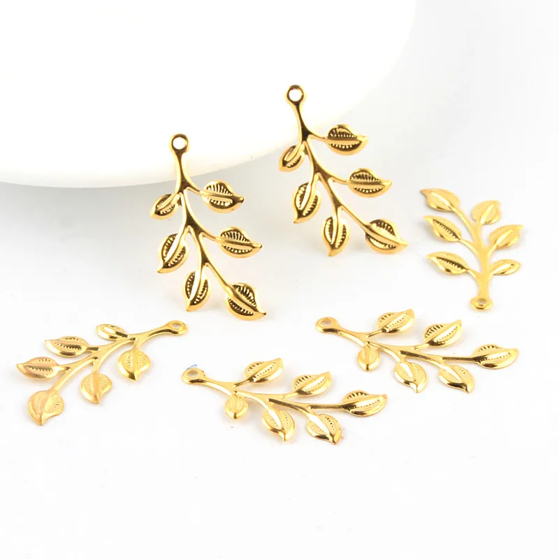 40Pcs Leaves Filigree Wraps Connectors Charm Pendant Metal Crafts Connector for Jewelry Making DIY Accessories