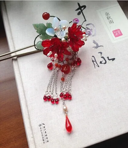 Colored Glaze Cherry Blossom Tong Po Vintage Classica Hair Stick Hair Jewelry