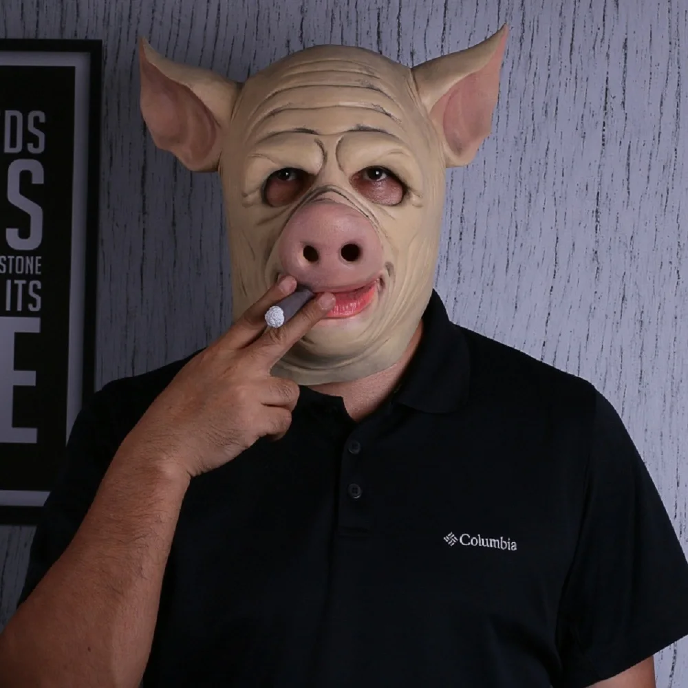 Game H1Z1: King of the Killing Cigar Pig Cosplay Head Mask Full Latex Adult Unisex Halloween Party Fancy Dress Sphere
