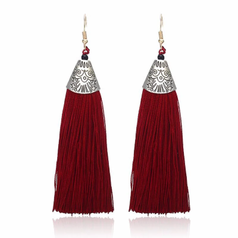 QianBei Vintage Tassel Earrings Women Fashion Brand Jewelry Geometric Mix Color Simple Dangle Drop Earrings Fashion Jewelry