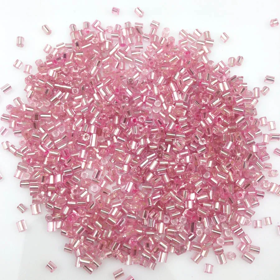 16g 1000pcs 2*3 millimetri di Colore Rosa Argento Foderato Tubo Branelli Allentati Del Distanziatore Cezch Seme di Vetro Perline Fatti A Mano