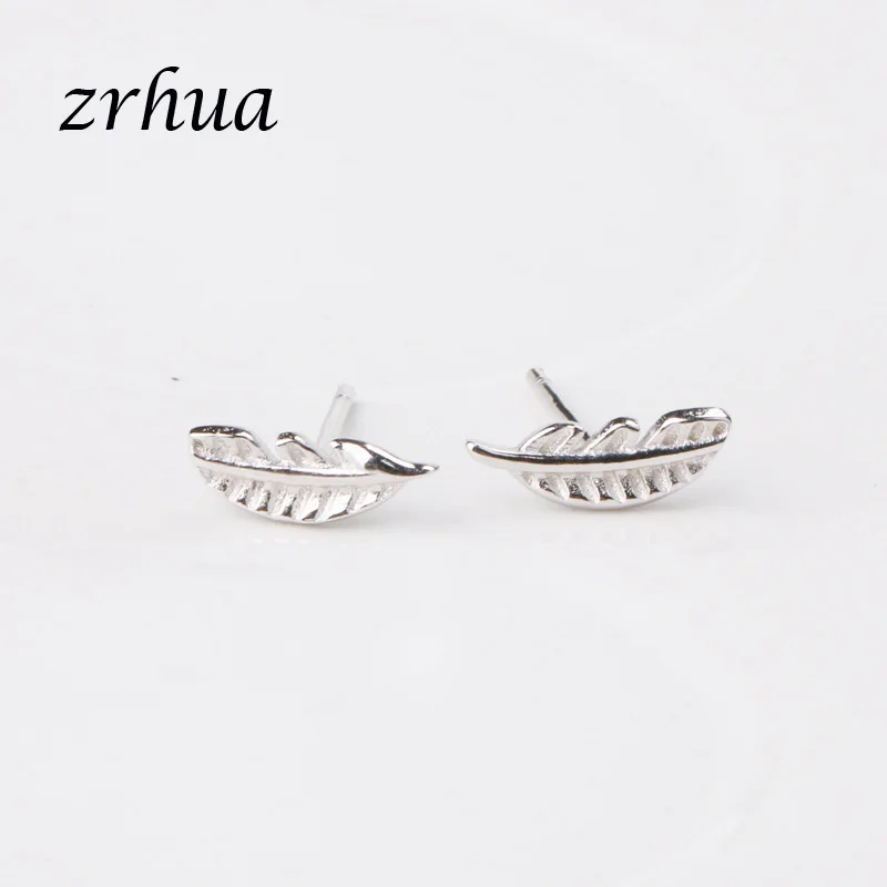 ZRHUA 925 ago in argento prevenire l'allergia orecchini a bottone con piume per le donne orecchini da sposa accessori per gioielli Brincos Girl Gift