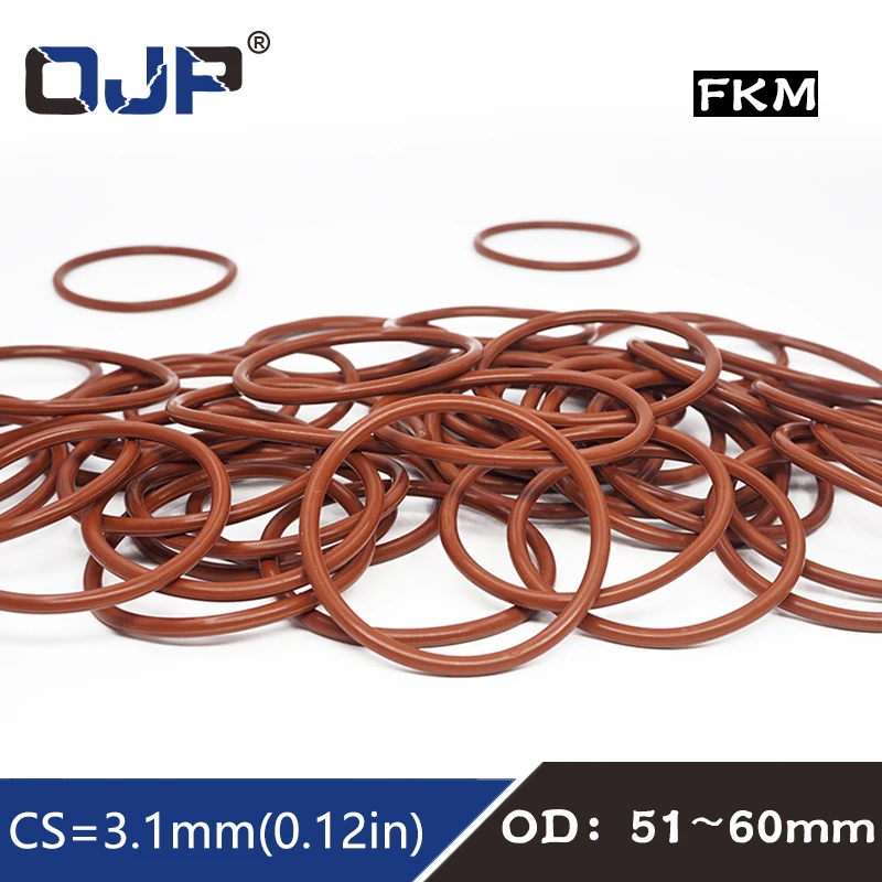 2PCS/lot Fluorine rubber Ring Brown FKM O ring Seal CS:3.1mm OD51/52/53/54/55/56/57/58/60mm Rubber ORing Seal OilRing Gasket