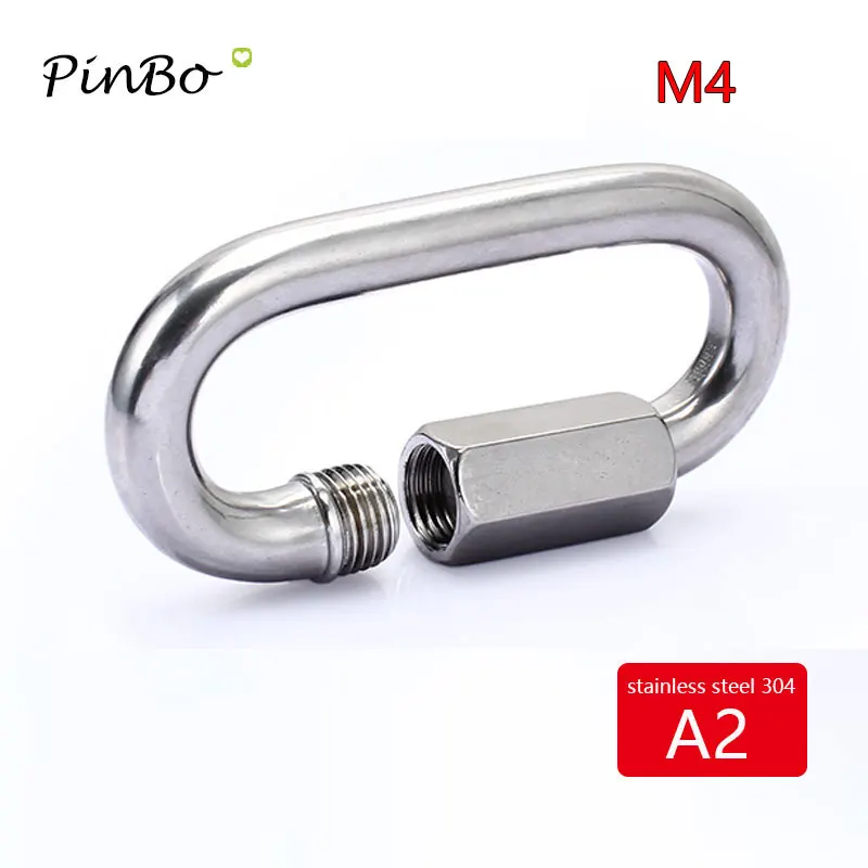 20 stücke 4mm 304 Edelstahl M4 Kette Quick Link Marine Oval Gewinde Karabiner Kette Stecker