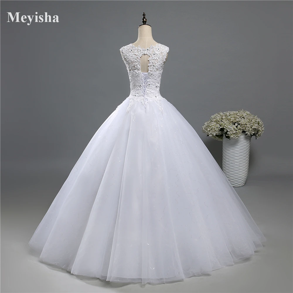 ZJ9139 Customized Sequins Tulle Lace White Ivory Formal Crystal Beads Bridal Dress Dresses Wedding Prom Gown Plus Size 10 12-26W