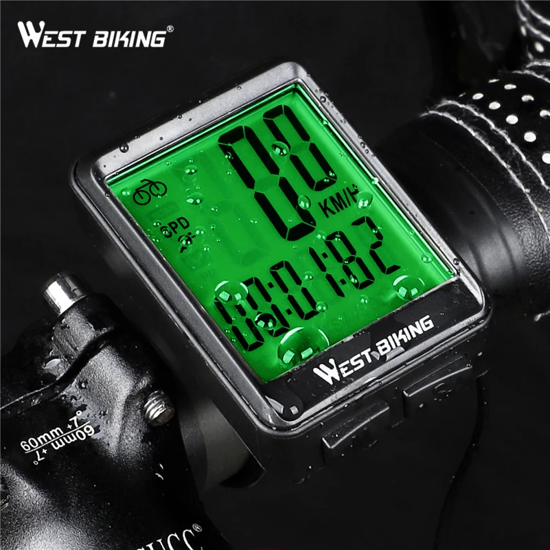 WEST BIKING Bicycle Computer Wireless Wired Waterproof Cycling Stopwatch MTB Bike Speedometer Odometer LED Backlight Stopwatch