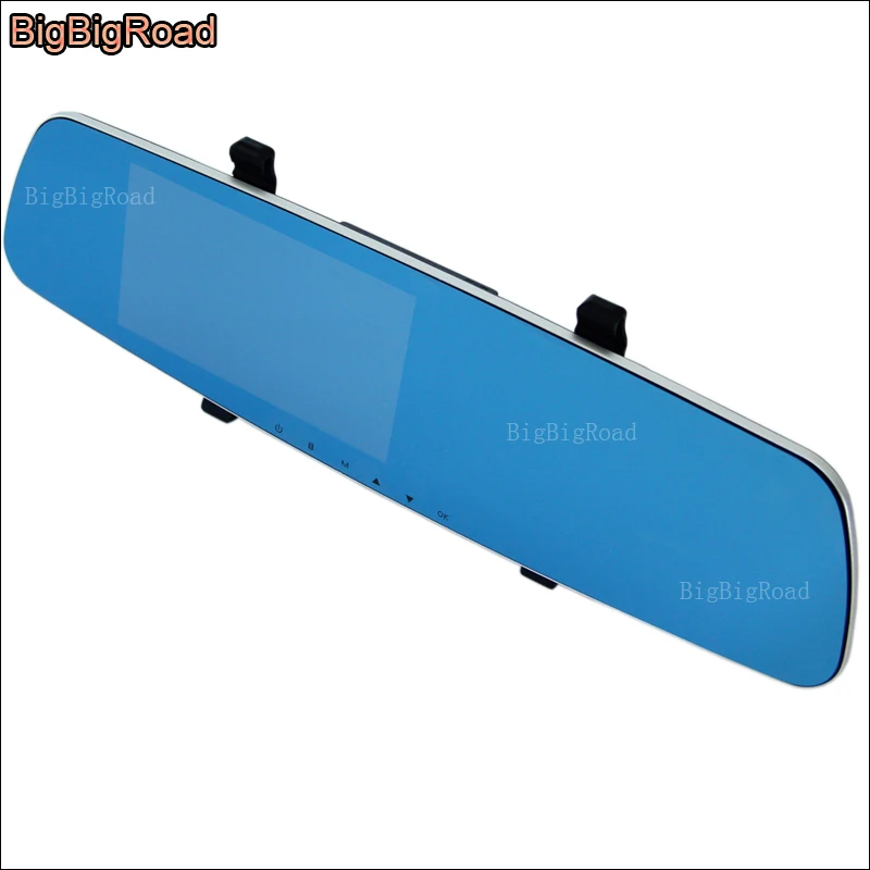 BigBigRoad For Renault Clio Logan Megane 3 Laguna 2 Car DVR Blue Screen Rearview Mirror Video Recorder Dual Camera Dash Cam