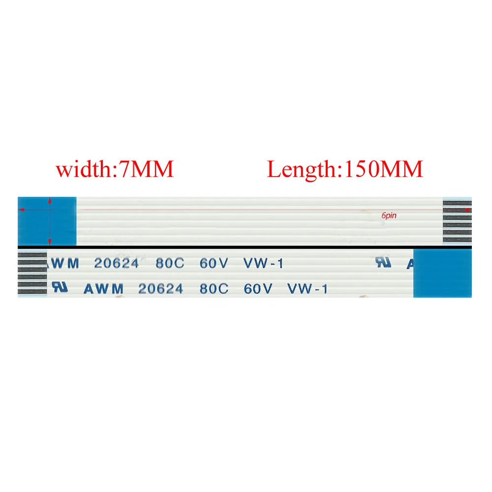 6pin Ribbon cable - AWM 20624 80C 60V VW-1 Flexible FFC cable, Touchpad Cable ( 6*150*1.0 - B )