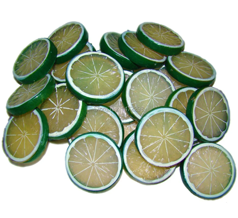 

12pcs Lifelike Fake Lemon Slice Garnish Artificial Fruit Faux Food Decor free shipping Dia 5cm