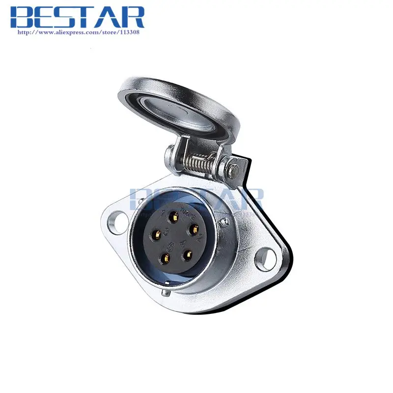 waterproof connector socket, Industrial Power Panel Mount Connectors, IP68 Dustproof and Protective cover Female socket