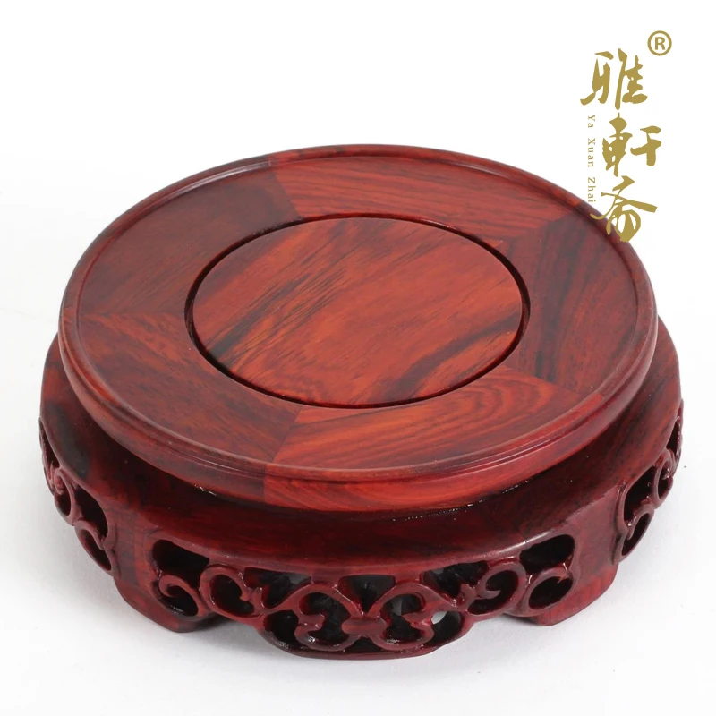 A Zhai wood carving stone teapot TZ] red rosewood rosewood handicrafts circular base