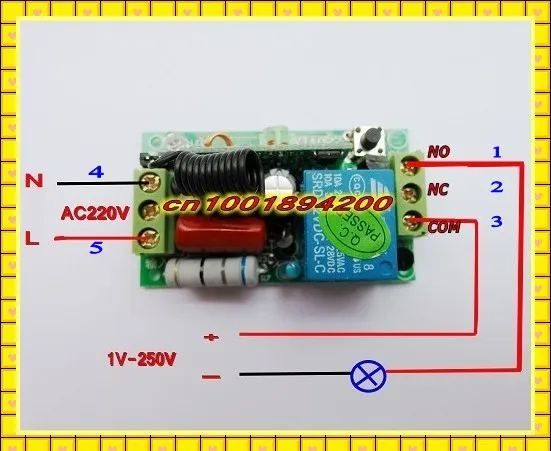 220v 1ch rf wireless remote switch wireless light Lamp LED switch 1 Receiver 2 Transmitter 315/433 Remote ON OFF Controller