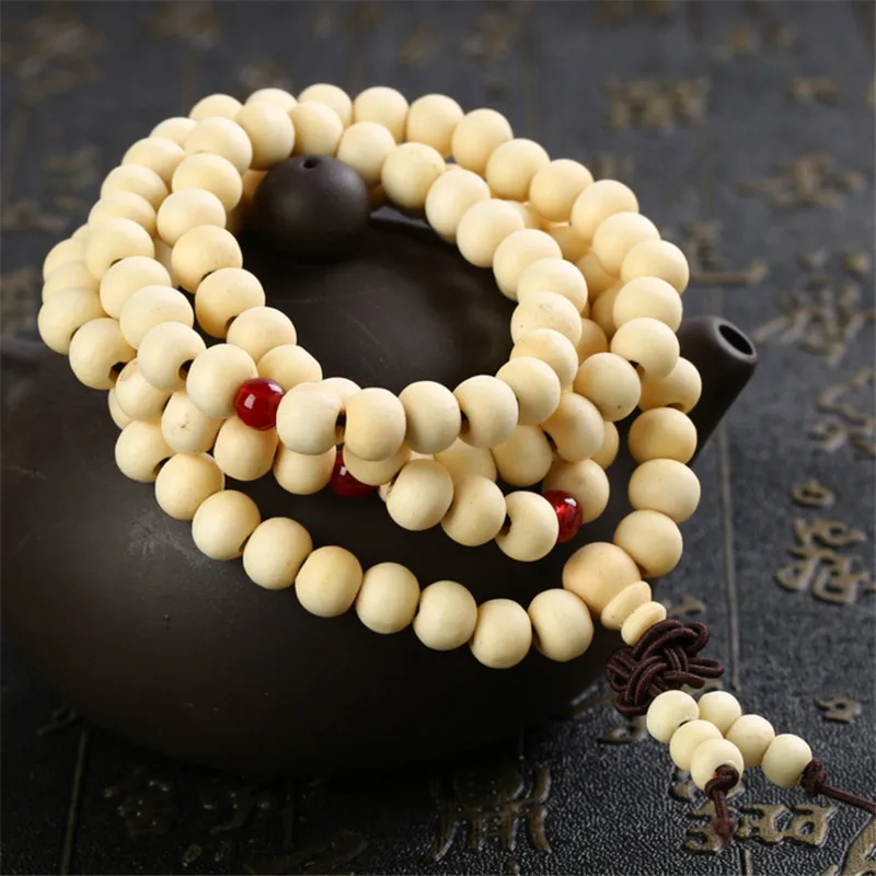 108 Beads 8mm Natural Sandalwood Buddhist Buddha Wood Prayer Beaded Knot Black Ebony Unisex Men Bracelets & Bangles For Women