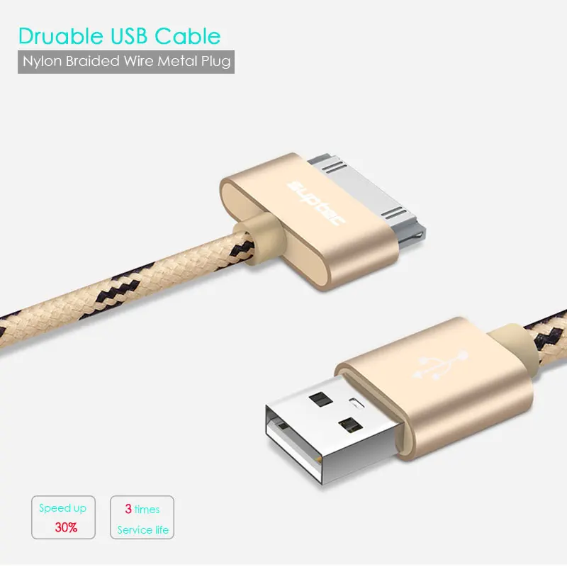 SUPTEC USB Cable Fast Charging for iPhone 4 4s 3GS 3G iPad 1 2 3 iPod Nano touch 30 Pin Original Charger Adapter Data Sync Cord