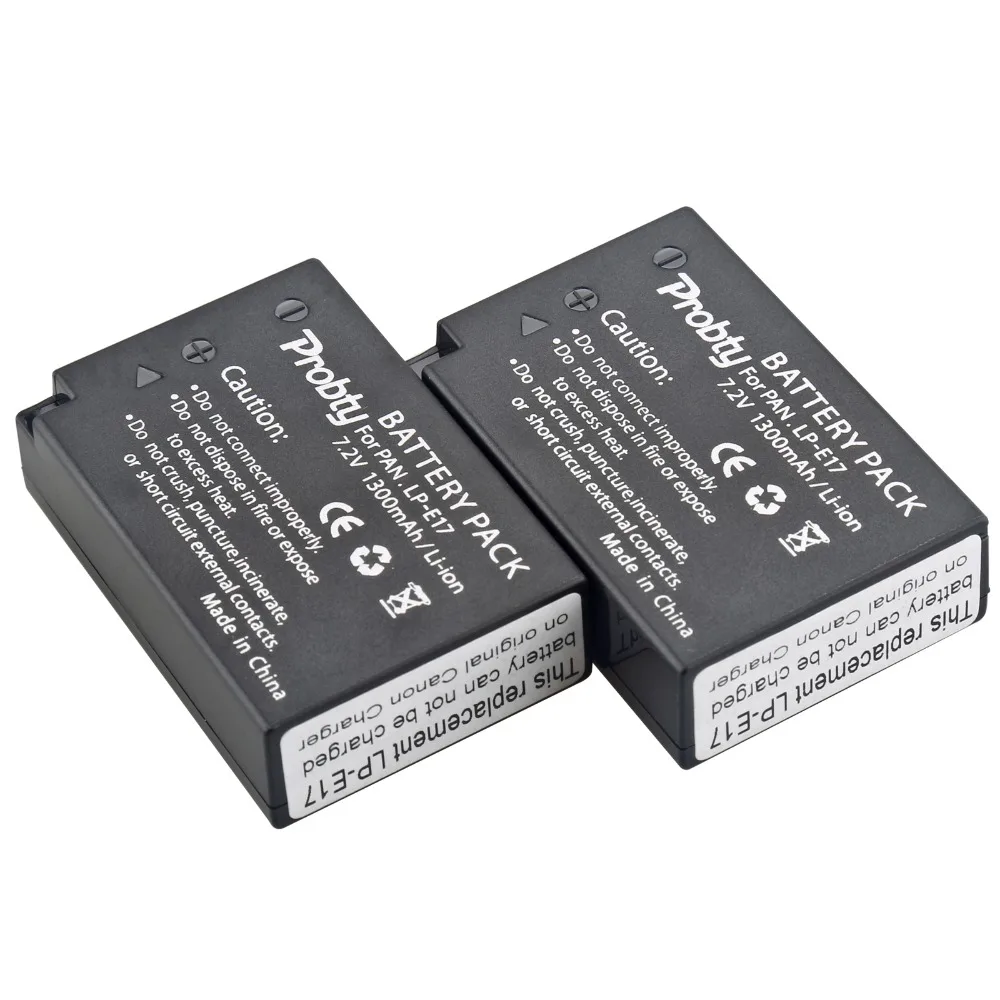 2Pcs Probty LP-E17 LP E17 배터리 + LCD 듀얼 충전기 Canon EOS 750D 760D 8000D M3 M5 Rebel T6i T6s KISS X8i 디지털 카메라