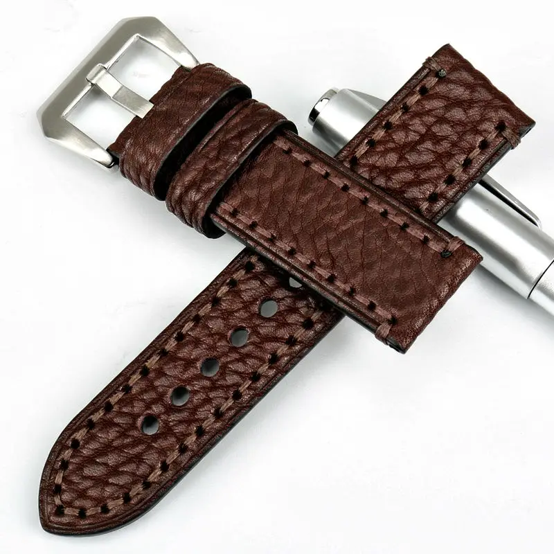 MAIKES New Watch Accessories 20 22 24 26mm Italian Cow Leather Watchbands Brown Watch Strap For Fossil watch band