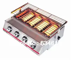 Indoor And Outdoor Bbq Gas Infrared Grill, Stainless Steel Smokeless Barbecue Stove, Portable Four-Burner Energy Saving Grill