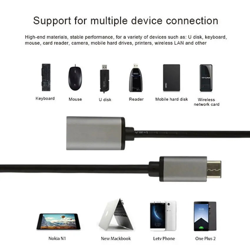 USB Type-C 3.1 to USB 3.0 OTG Cable Adapter Connector For Samsung A5 A8 S8 LG G6