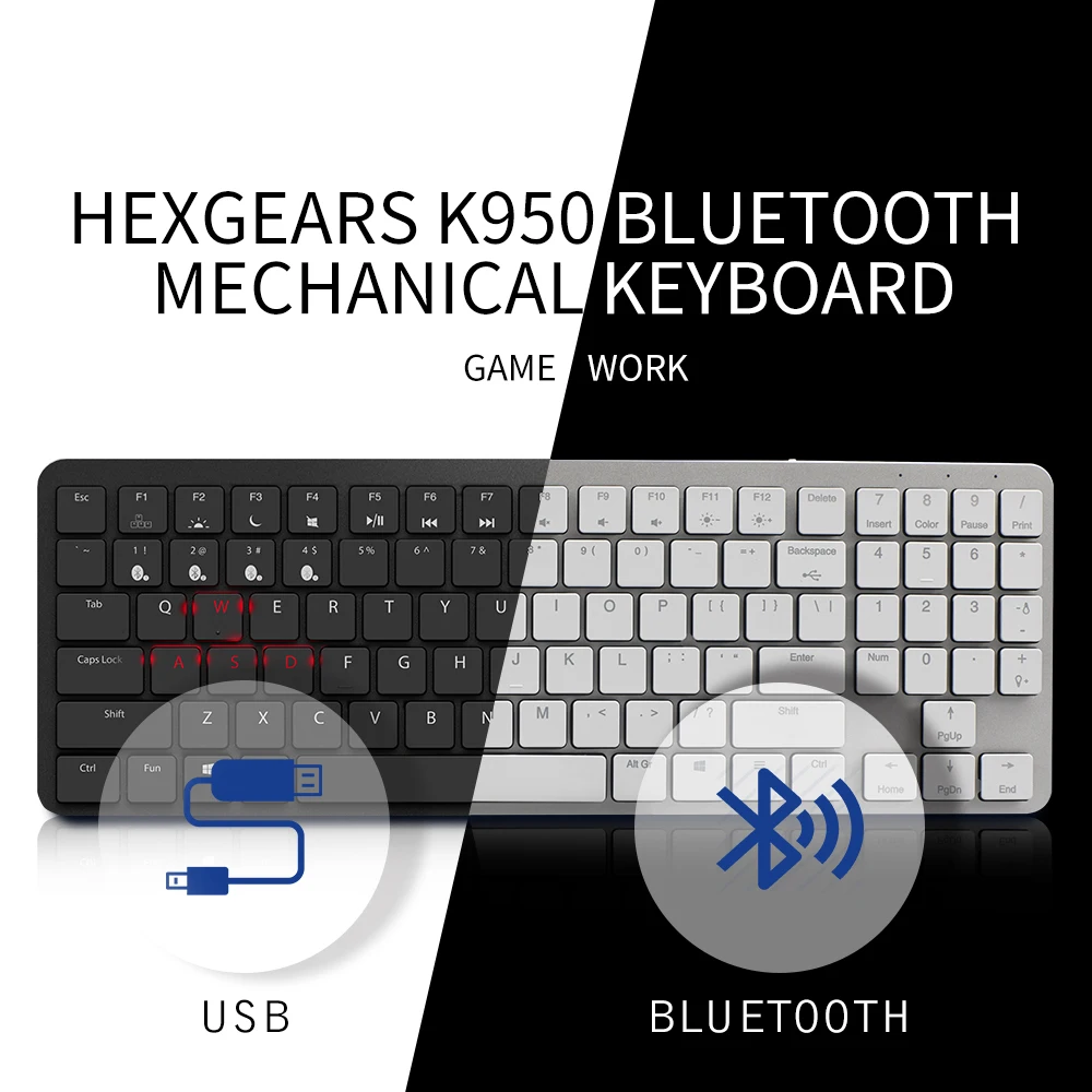 HEXGEARS X1 Bluetooth Keyboard RGB Backlight PBT Keycap Kailh CHOC Switch Keyboard Wireless Portable Mechanical Keyboard