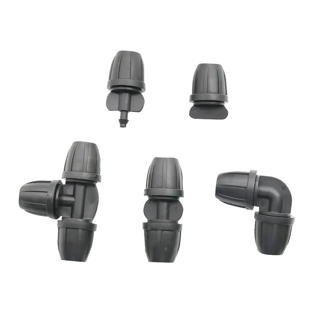 

3 Pcs 8/11mm hose Interface Tee Elbow Straight Connectors With Lock Nut Garden Drip Irrigation Water Hose Splitters