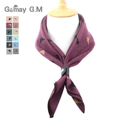 Scarf Men Women Fashion Print Mens Scarves Autumn Winter Cotton Scarf Casual 60*60CM Pocket Square for Party Gifts Adult Wrap