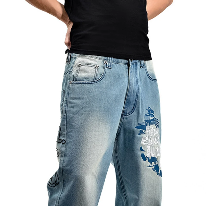 Embroidery Baggy Jeans Men Denim Pants Loose Streetwear Jeans Hip Hop Casual Skateboard Pants for Men Plus Size Trousers S097