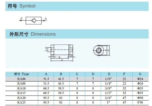 High quality check Valve port 1/2