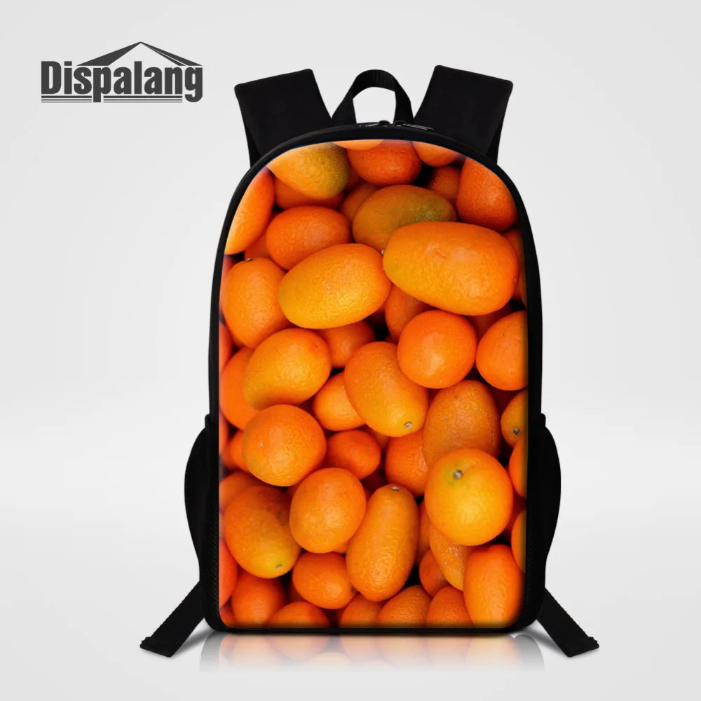 

Dispalang Large Capacity 16 Inch Backpack Orange Fruit Print School Bags for Teenagers Women Causal Travel Bag Mochila Masculina