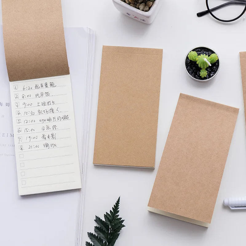 24 Pcs Korean Creative Stationery Kraft Paper Portable TODO Plan Notebook Tearable Practical Notebook