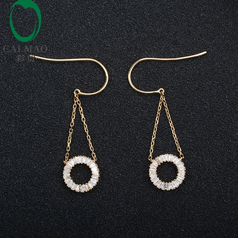 

Free shipping 18K Yellow Gold 0.75ct Natural Baguette Didmonds Earrings for Anniversary