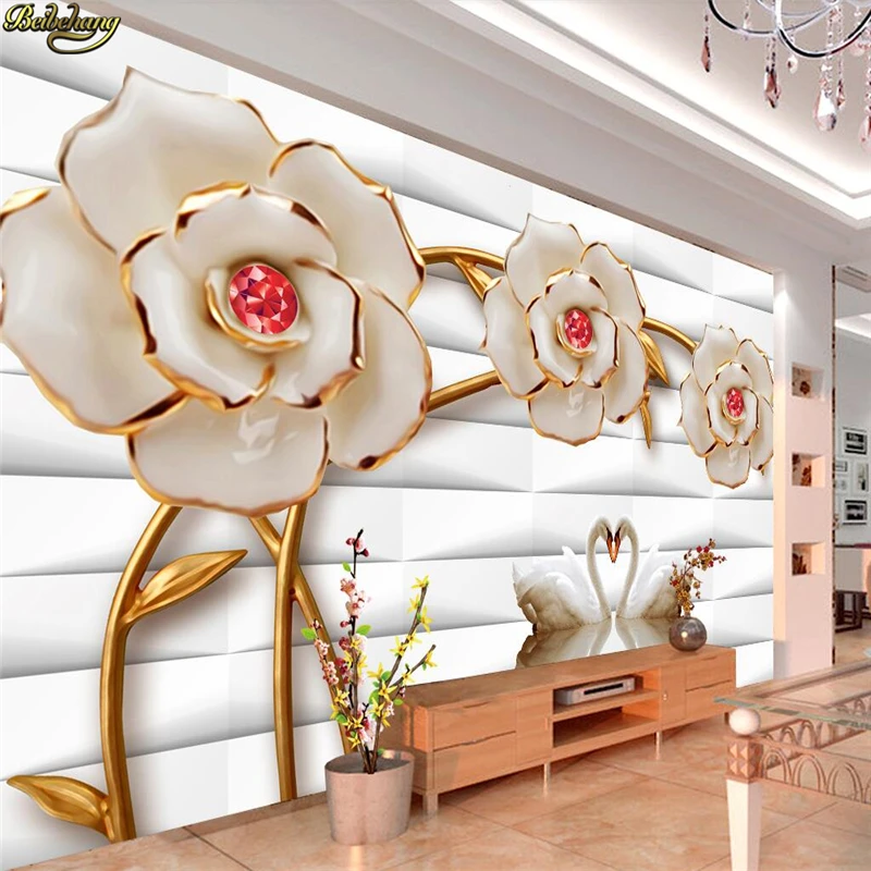 

beibehang Custom Photo Wallpaper Mural Snow Lotus Jewelry Background papel de parede infantil wall papers home decor