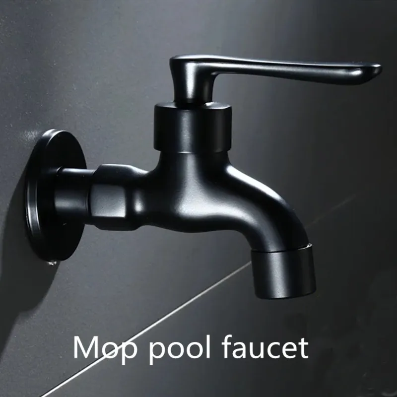 LIUYUE Faucets Black Brass Wall Mounted Bathroom Corner Washing Machine Faucet Outdoor Garden Bibcock Bath Toilet Mop Pool Taps