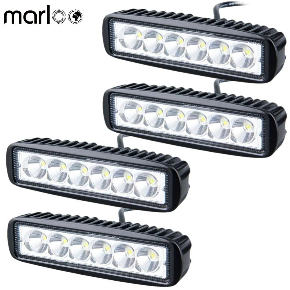 4pcs Car 6Inch 18W Led Worrk Light Bar Motorcycle Offroad SUV ATV Truck 4x4 off-road For Jeep Wrangler JK 9-32V