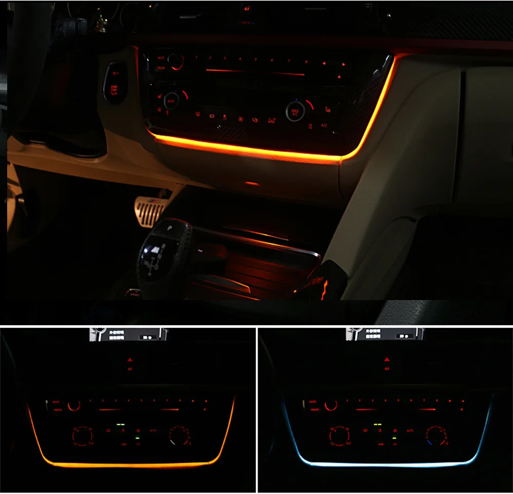 Orange Blue Color Switchable Atmosphere lights built on car stereo fascia Console Decoration Lamps for B MW 3 Series F30 F32 F35