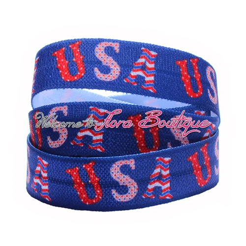 

FLRA FOE July 4th patriotic printing fold over elastic, patriotic print elastic