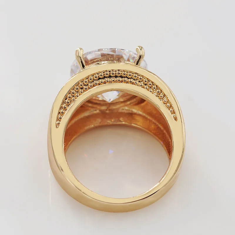 Mxgxfam-男性と女性のための大きなジルコンリング,白いジルコニア,金メッキ,18 k,aaa ciczircon,13mm