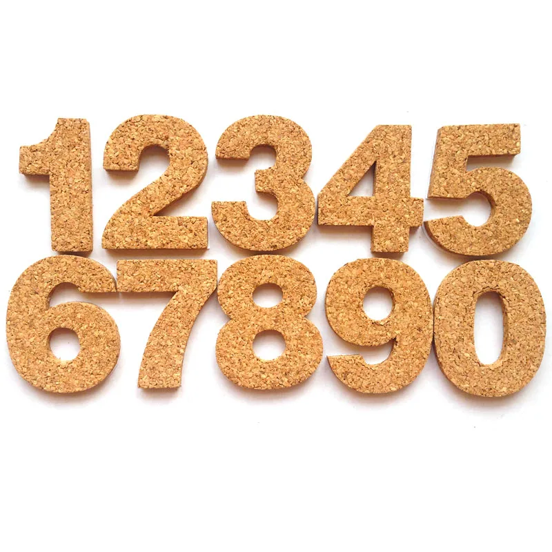 

Набор самоклеящихся наклеек из пробкового дерева с 10 цифрами, настенные наклейки Phellem с цифрами, деревянные цветные наклейки для сообщений, белая доска с цифрами 0-9