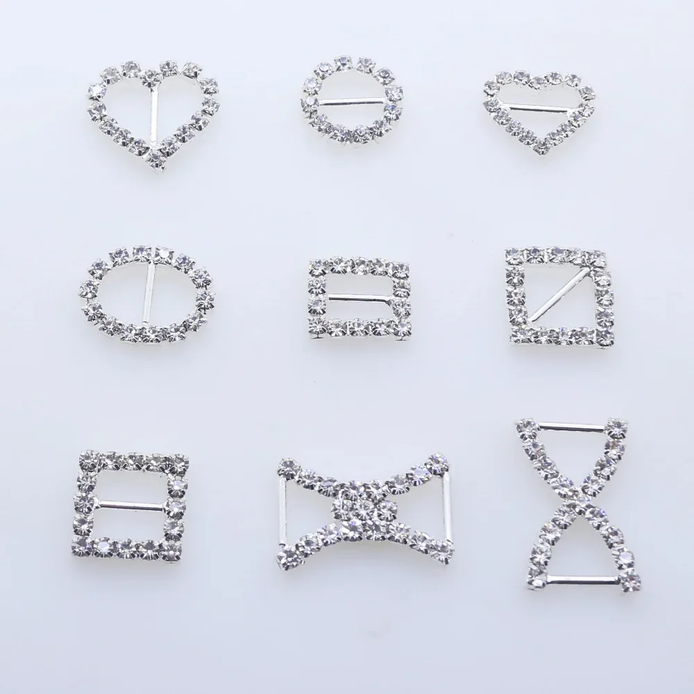 ZMASEY Shoe Buckles Direct Selling 10pcs/lot Factory Price Metal Mix Size Diamond Buckle Sewing Handwork Ribbon Accessory