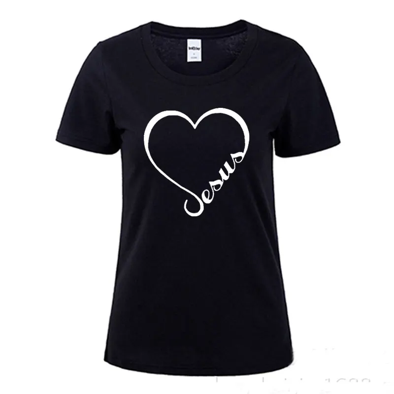 Women Short Sleeve Love Heart Jesus Faith T Shirt Funny Christian Graphic Tshirt Women Loose Fashion O Neck Casual Tee Shirt