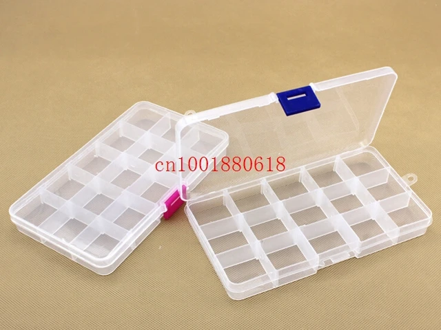 

Free Shipping New Arrival 15 compartments free installation demolition Transparent PP plastic jewelry storage box,300pcs/lot