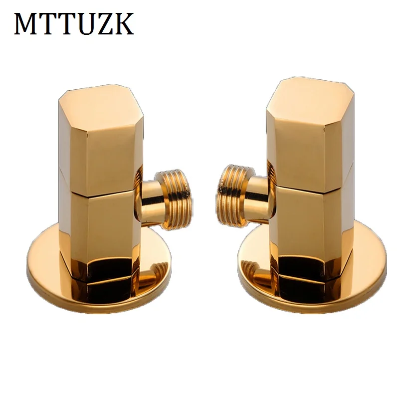 MTTUZK Solid Brass Angle Valve Golden Water Stop Valve G1/2