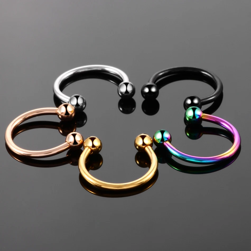 2pcs/lot Fashion Stainless Steel Horseshoe Fake Nose Ring C Clip BCR Septum Lip Piercing Falso Nose Rings Hoop For Women Men