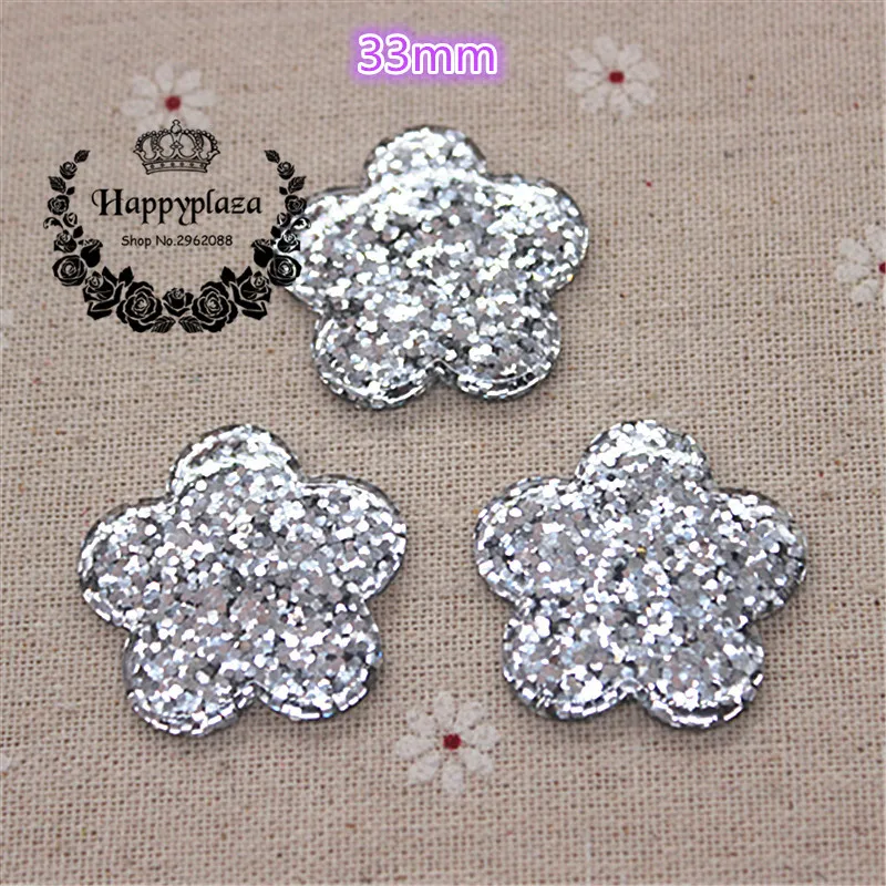 10pcs Kawaii Resin Glitter Filled Silver Flower Flatback Cabochon Art Supply Decoration Charm Craft DIY Accessories,33mm