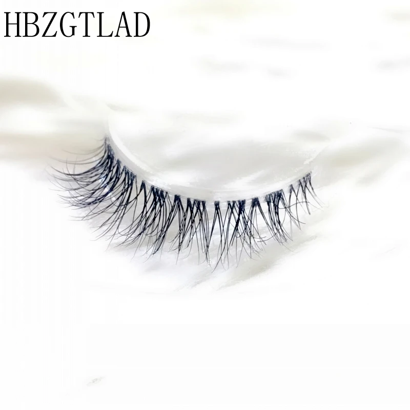 Transparent stem Mink Hair Eyelashes reusable Natural 3D Mink Messy Popular short False Eyelash Full Strip Eyelashes Extension